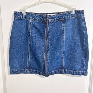 Forever 21 Blue Denim Mini Skirt with Front Zipper